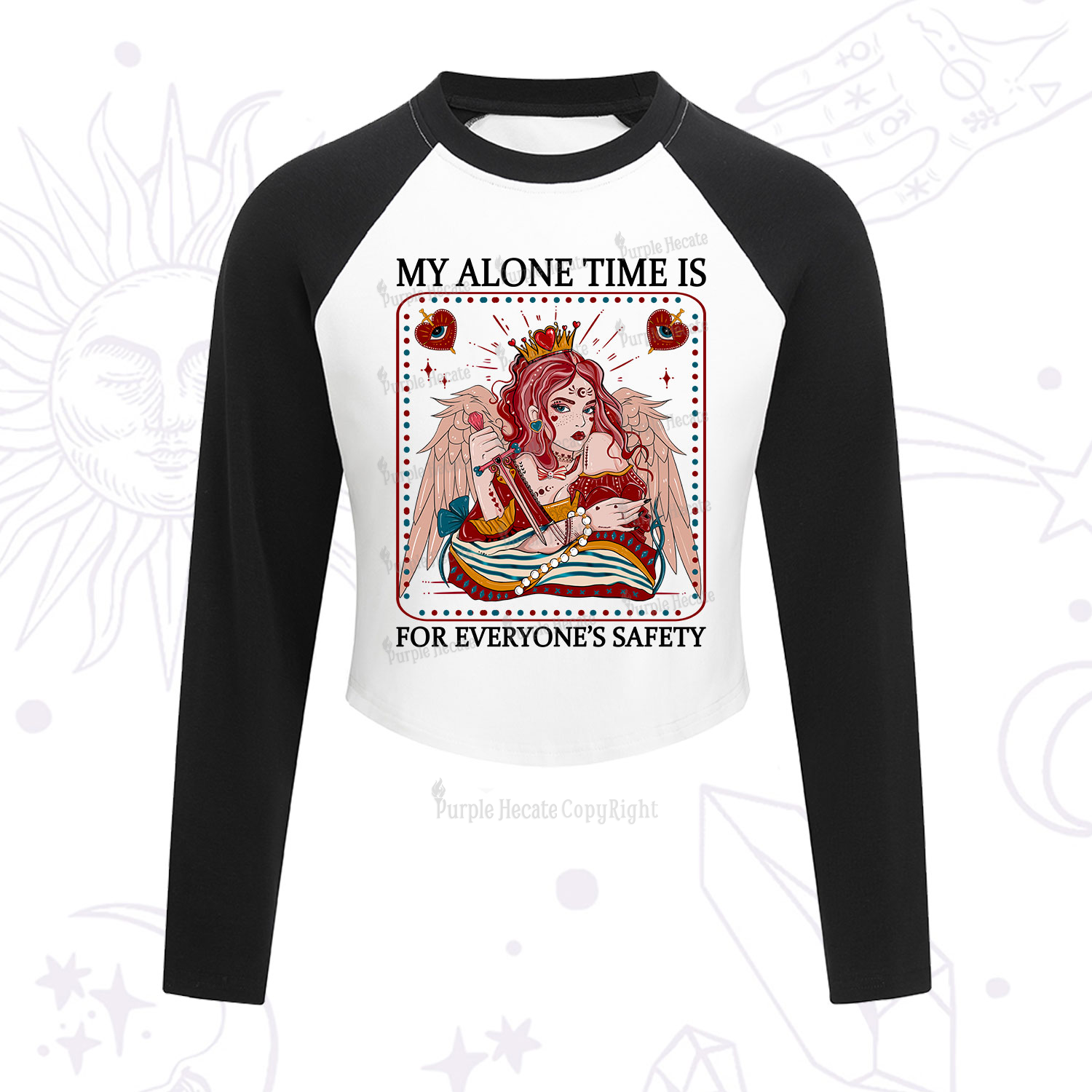 Purplehecate My Alone Time Is For Everyone's Safety Cropped Raglan Long Sleeve T-Shirt