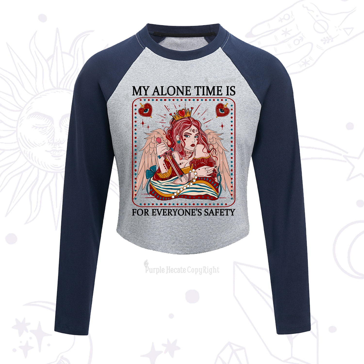 Purplehecate My Alone Time Is For Everyone's Safety Cropped Raglan Long Sleeve T-Shirt