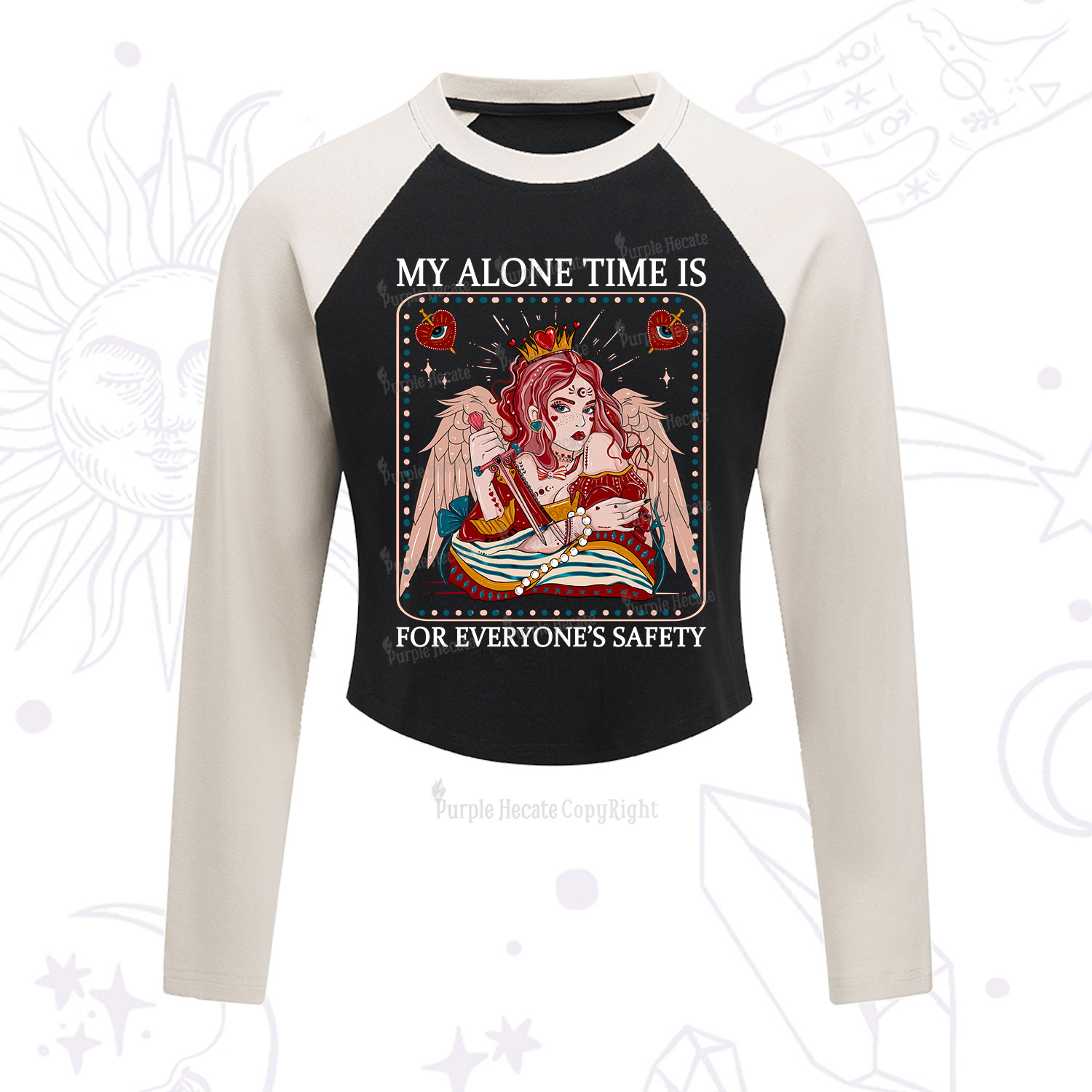 Purplehecate My Alone Time Is For Everyone's Safety Cropped Raglan Long Sleeve T-Shirt