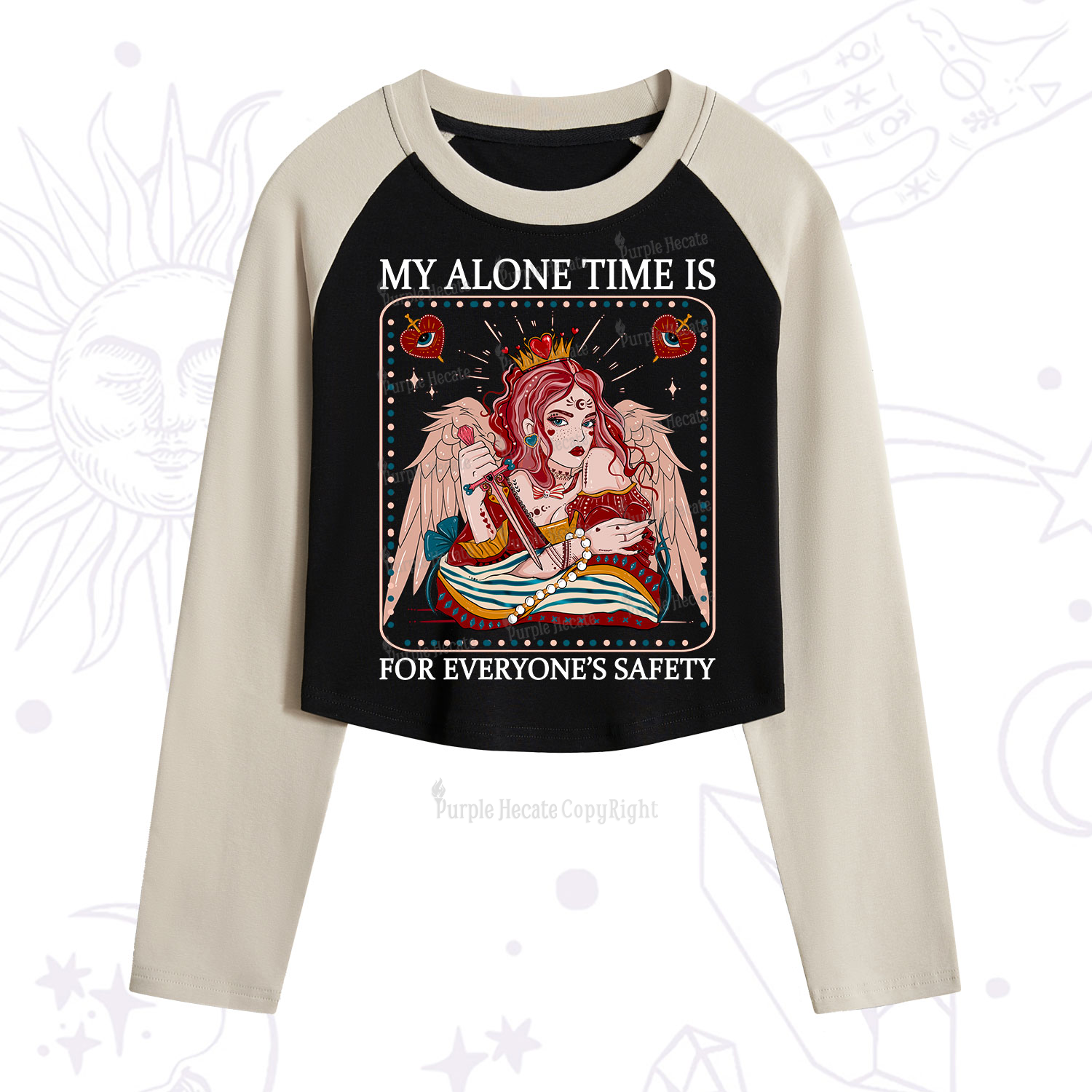 Purplehecate My Alone Time Is For Everyone's Safety Cropped Raglan Long Sleeve T-Shirt