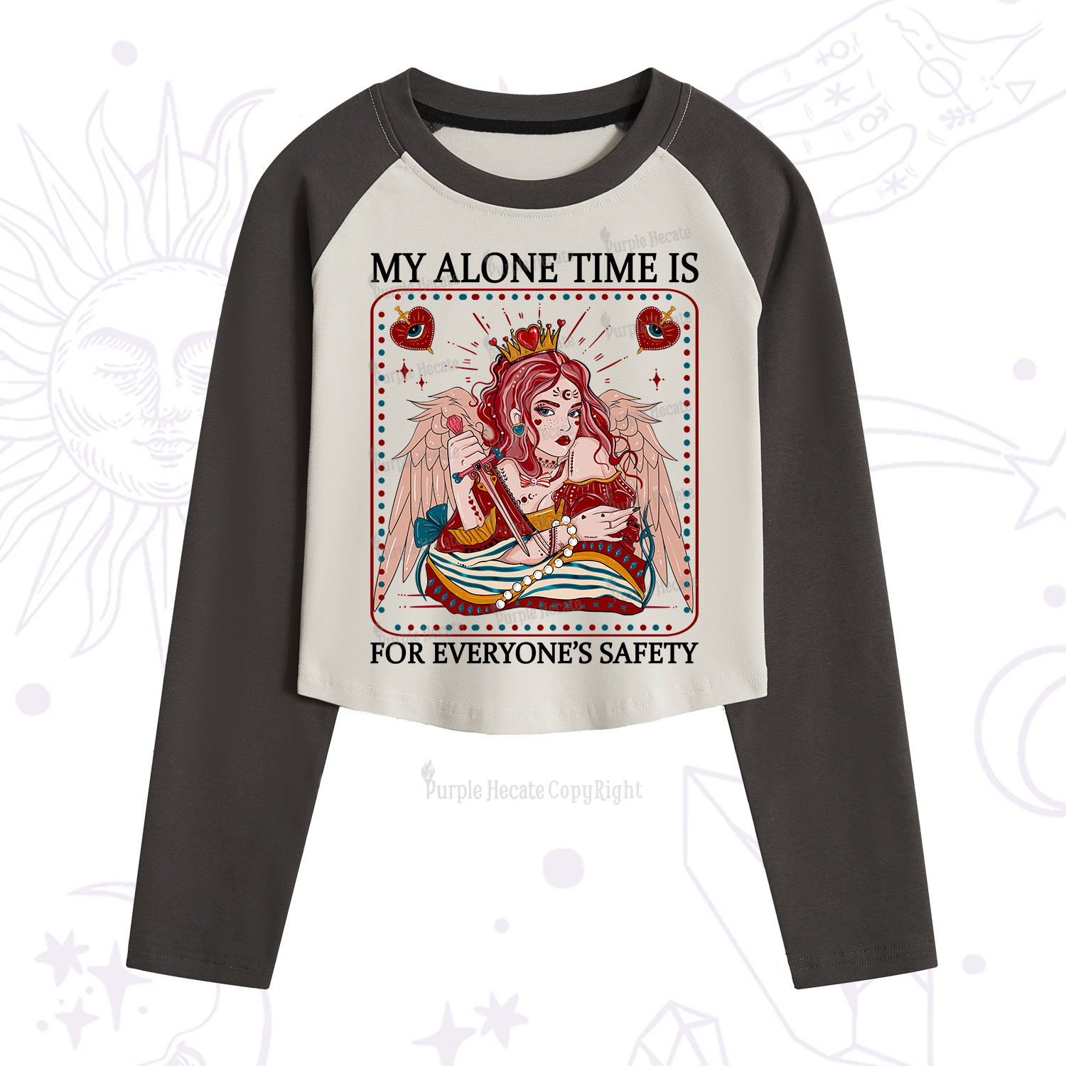 Purplehecate My Alone Time Is For Everyone's Safety Cropped Raglan Long Sleeve T-Shirt