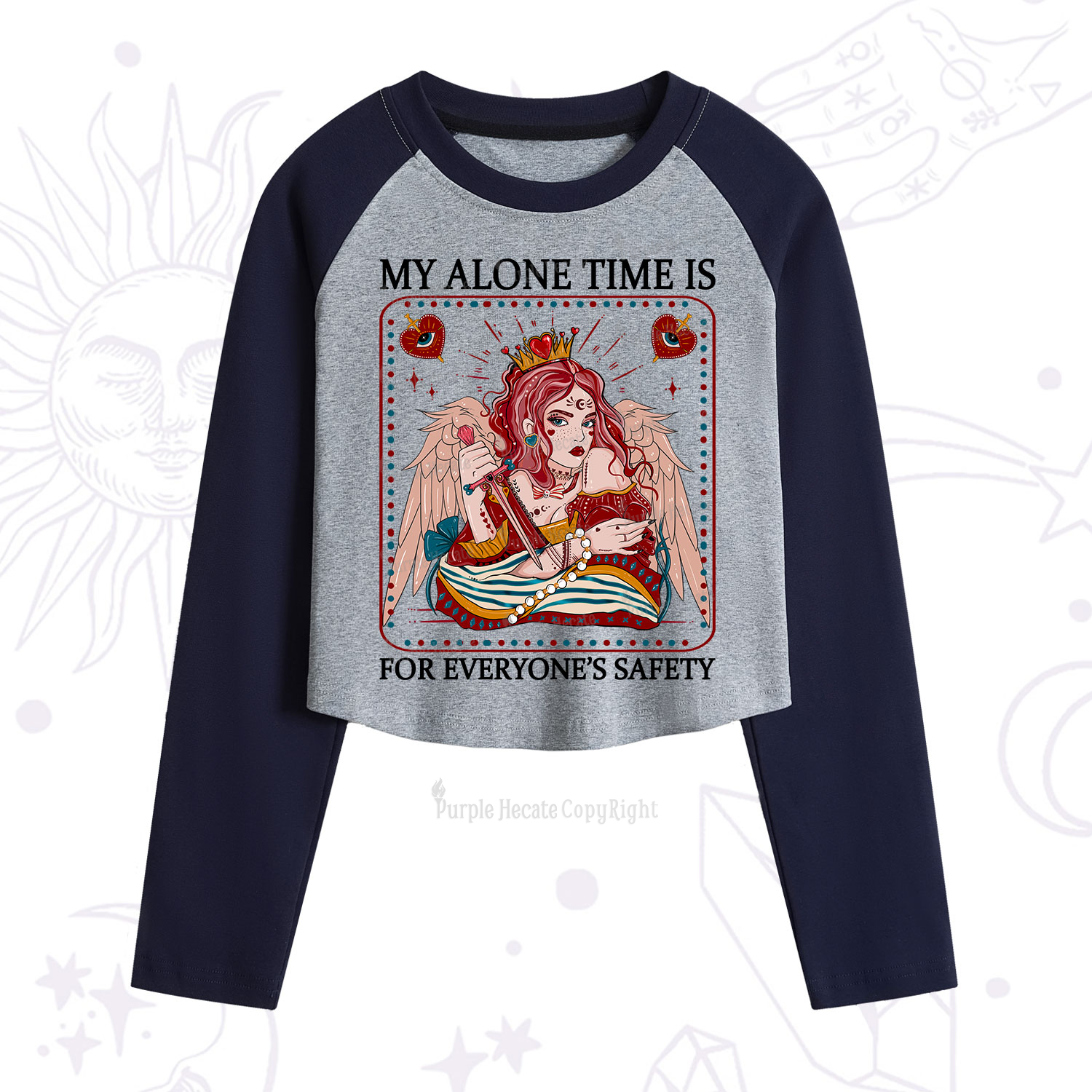 Purplehecate My Alone Time Is For Everyone's Safety Cropped Raglan Long Sleeve T-Shirt