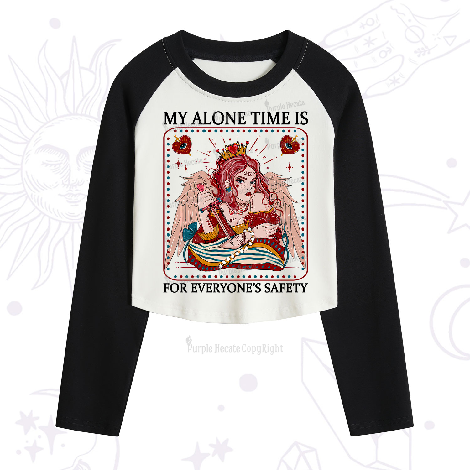 Purplehecate My Alone Time Is For Everyone's Safety Cropped Raglan Long Sleeve T-Shirt