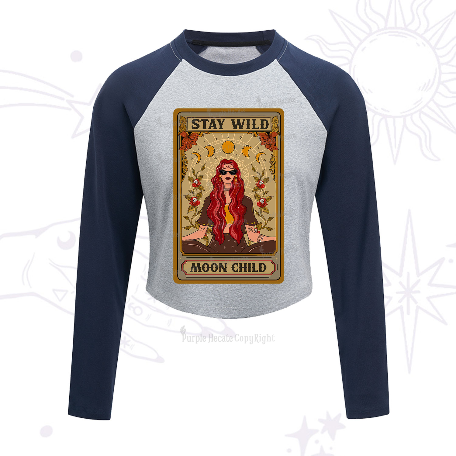 Purplehecate The Stay Wild Moon Child Oracle Card Cropped Raglan Long Sleeve T-Shirt