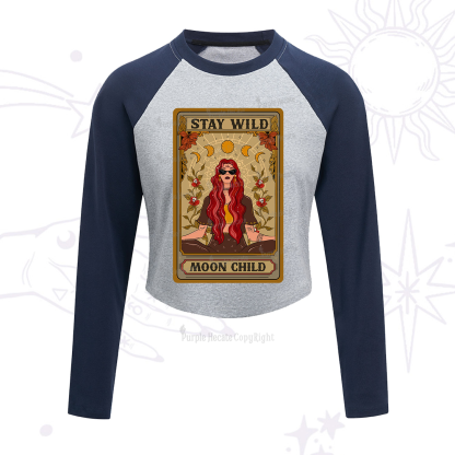 Purplehecate The Stay Wild Moon Child Oracle Card Cropped Raglan Long Sleeve T-Shirt