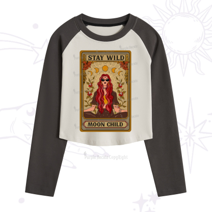 Purplehecate The Stay Wild Moon Child Oracle Card Cropped Raglan Long Sleeve T-Shirt