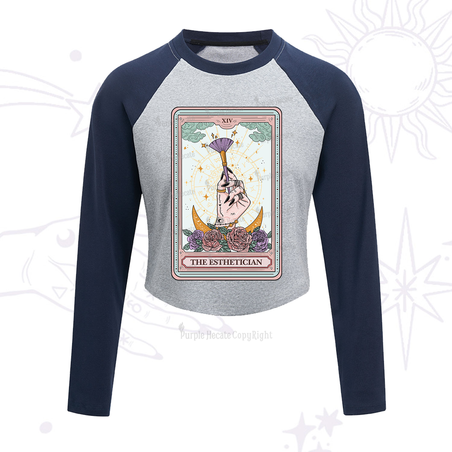 Purplehecate The Esthetician Tarot Card Cropped Raglan Long Sleeve T-Shirt