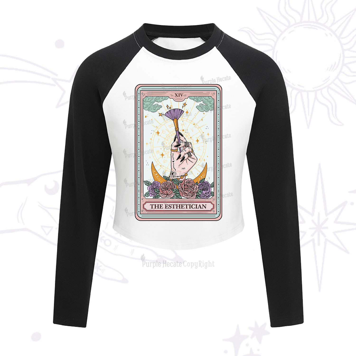 Purplehecate The Esthetician Tarot Card Cropped Raglan Long Sleeve T-Shirt