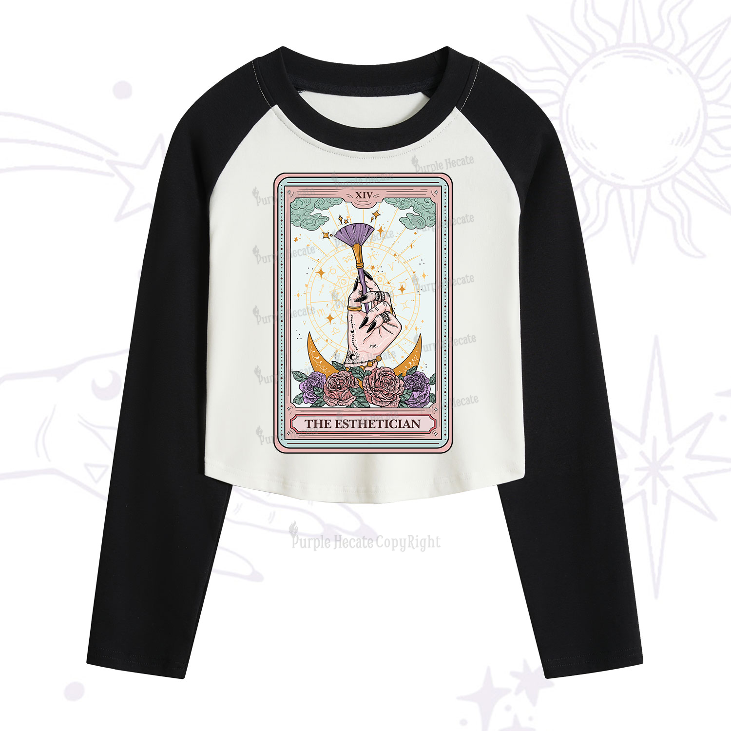 Purplehecate The Esthetician Tarot Card Cropped Raglan Long Sleeve T-Shirt