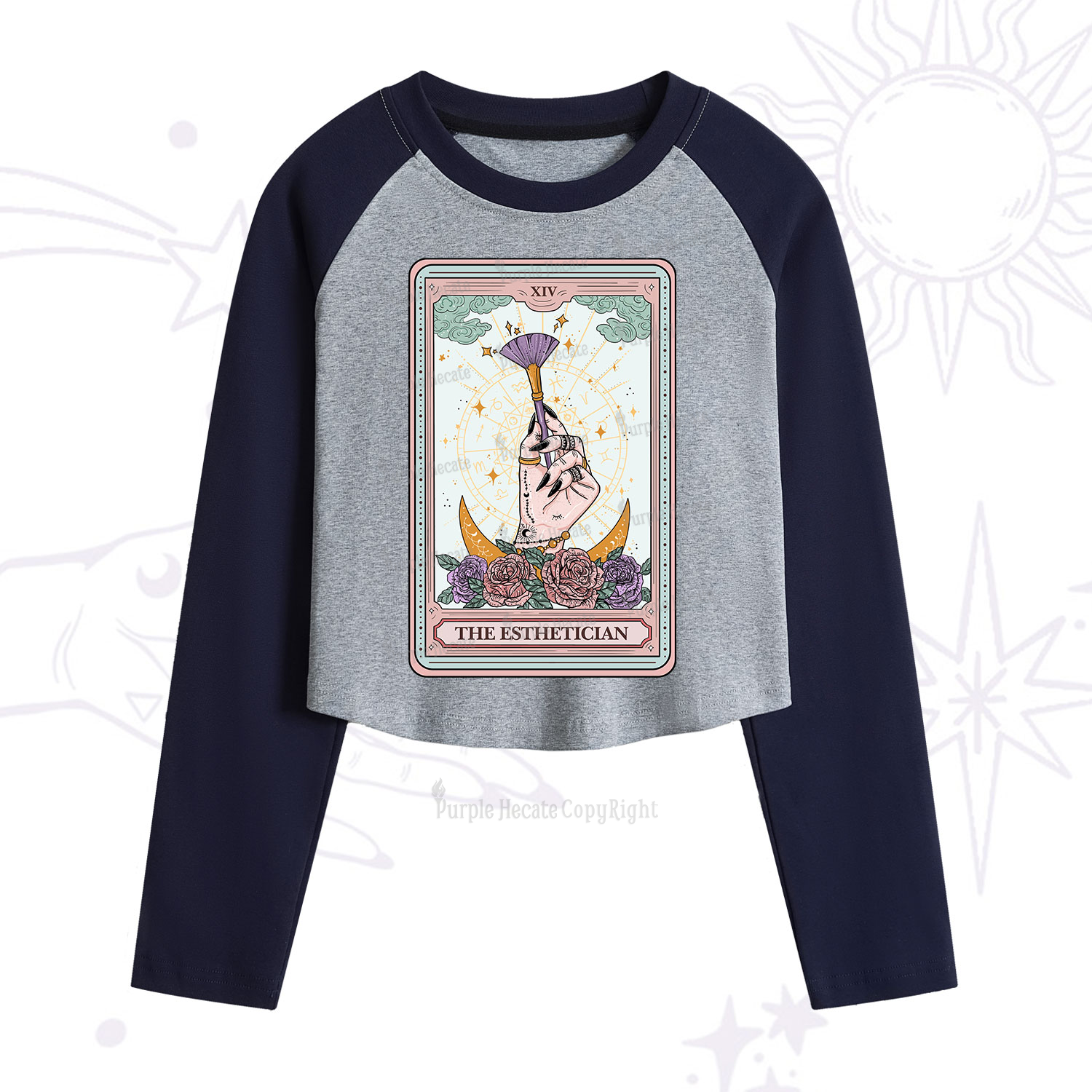 Purplehecate The Esthetician Tarot Card Cropped Raglan Long Sleeve T-Shirt