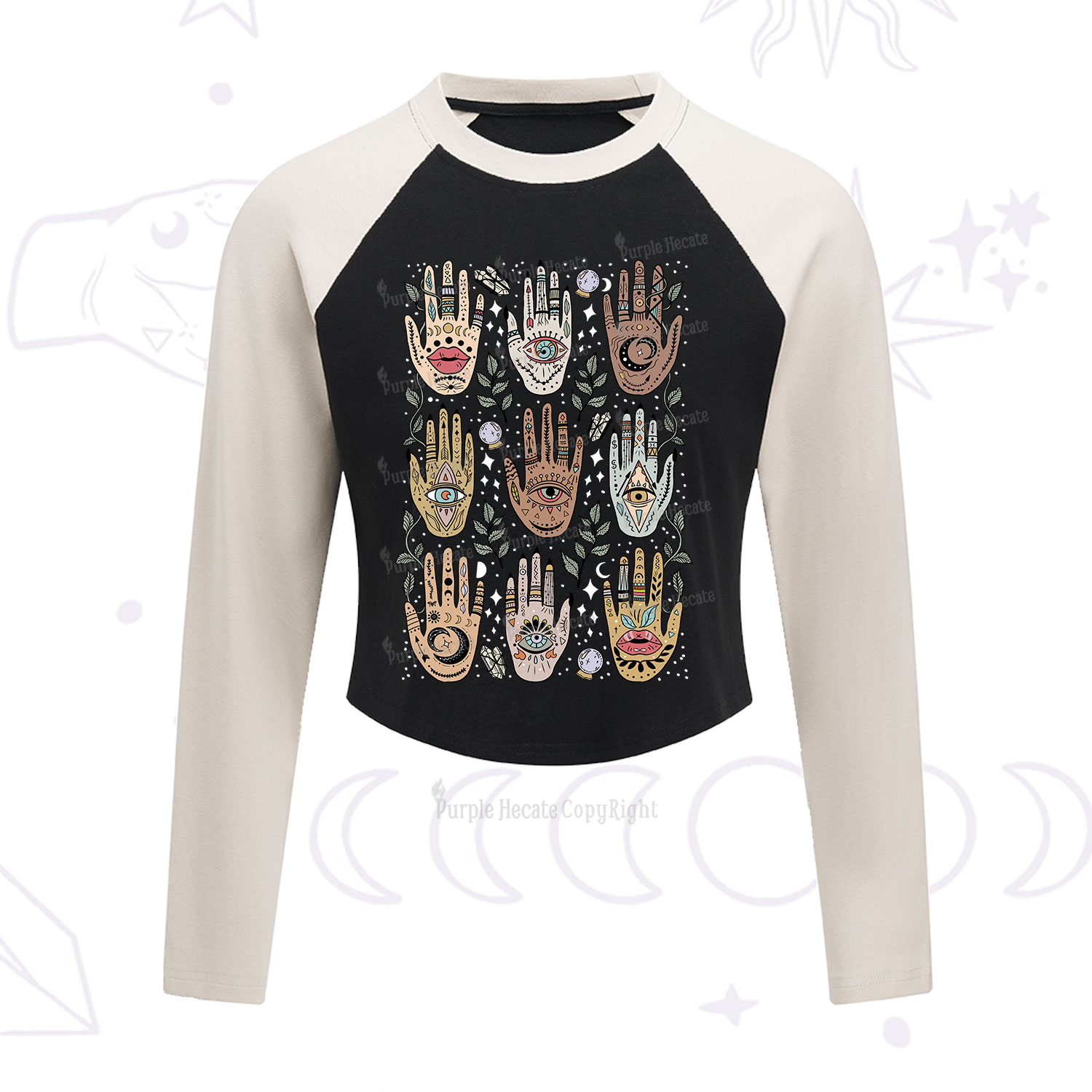 Purplehecate Helping Hands Cropped Raglan Long Sleeve T-Shirt
