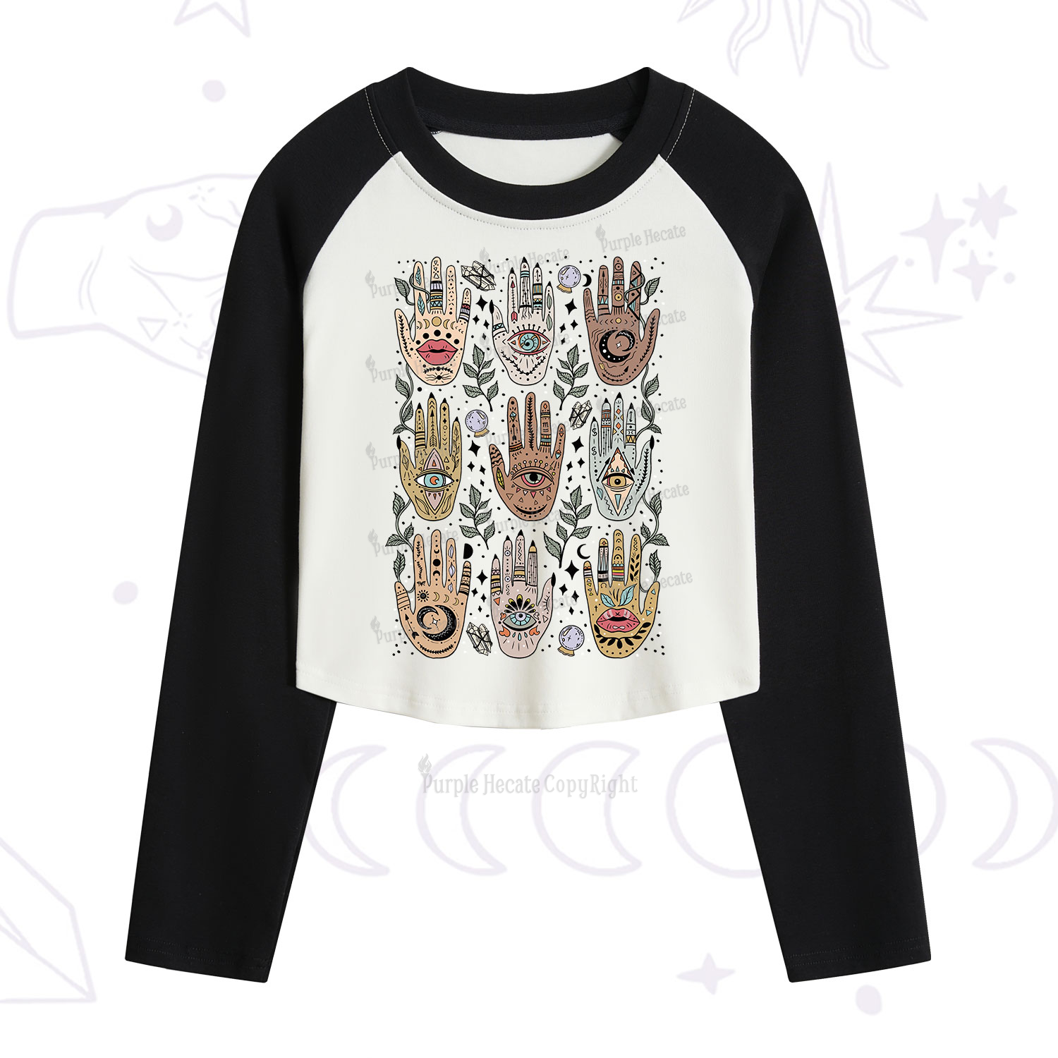 Purplehecate Helping Hands Cropped Raglan Long Sleeve T-Shirt