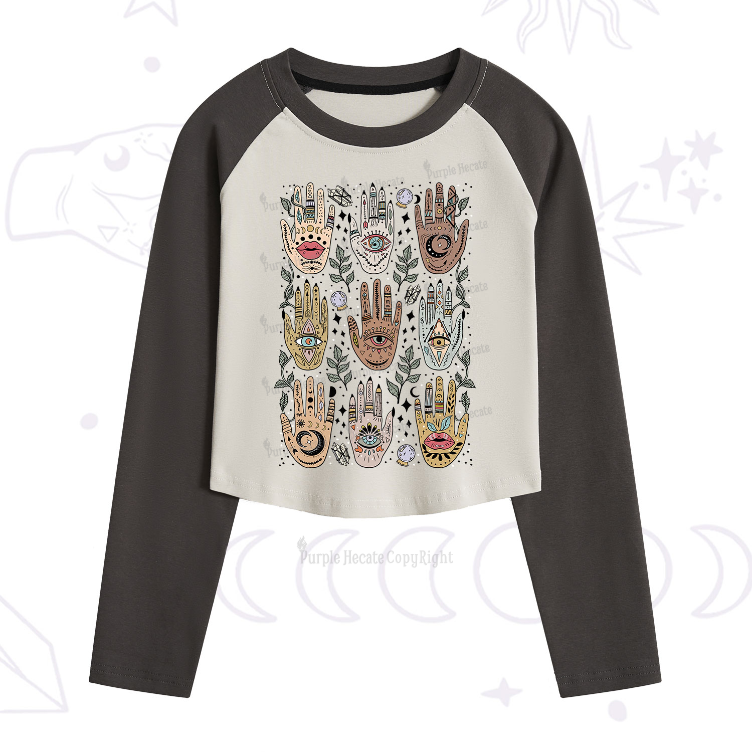 Purplehecate Helping Hands Cropped Raglan Long Sleeve T-Shirt