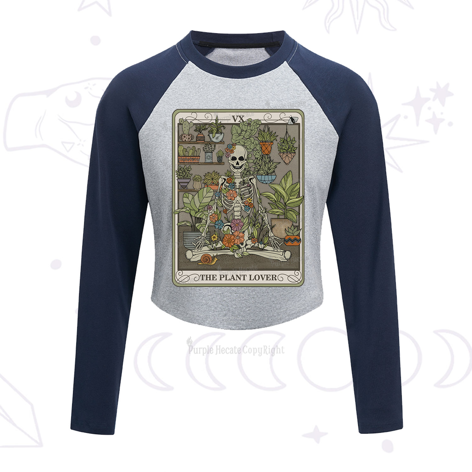 Purplehecate The Plant Lover Tarot Cropped Raglan Long Sleeve T-Shirt