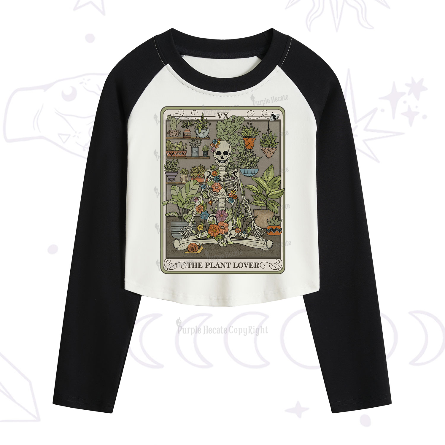 Purplehecate The Plant Lover Tarot Cropped Raglan Long Sleeve T-Shirt