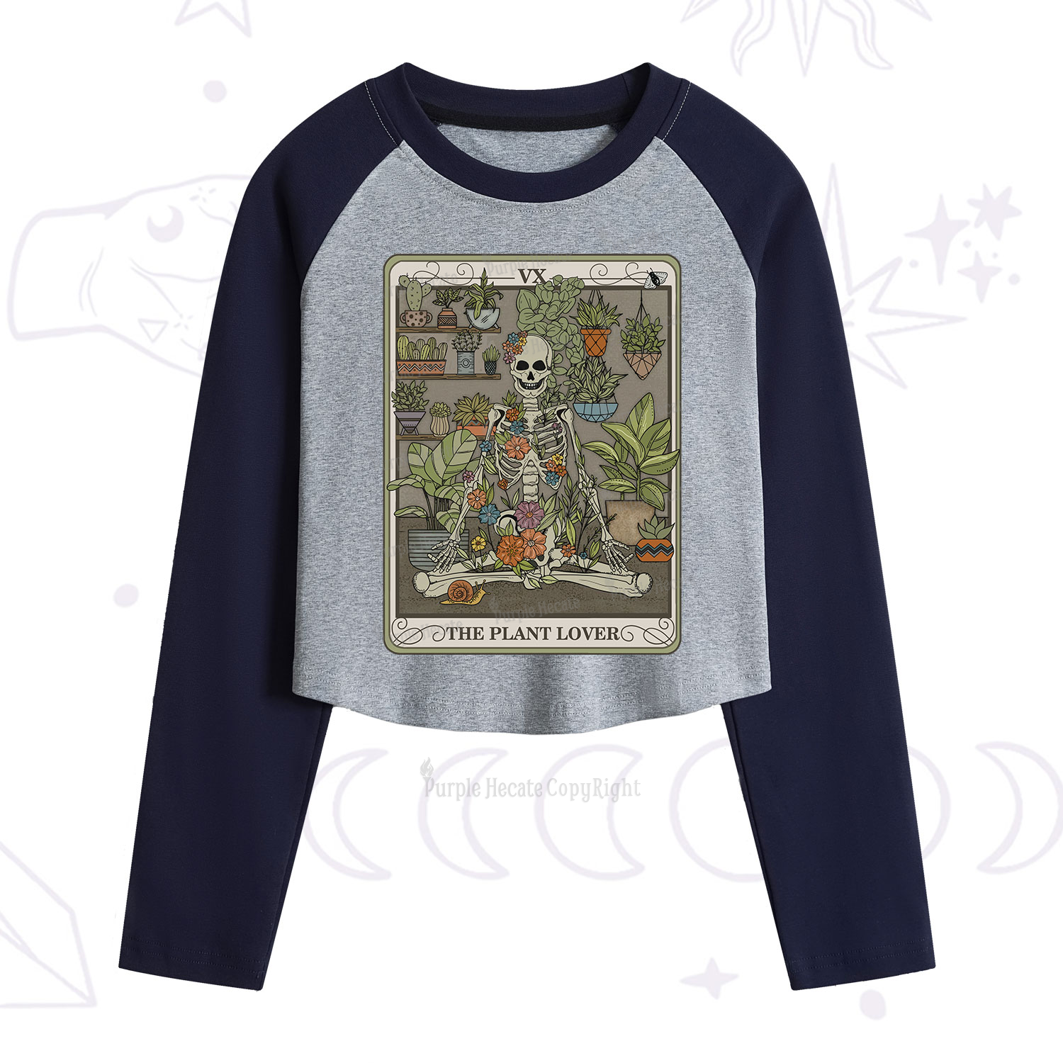 Purplehecate The Plant Lover Tarot Cropped Raglan Long Sleeve T-Shirt
