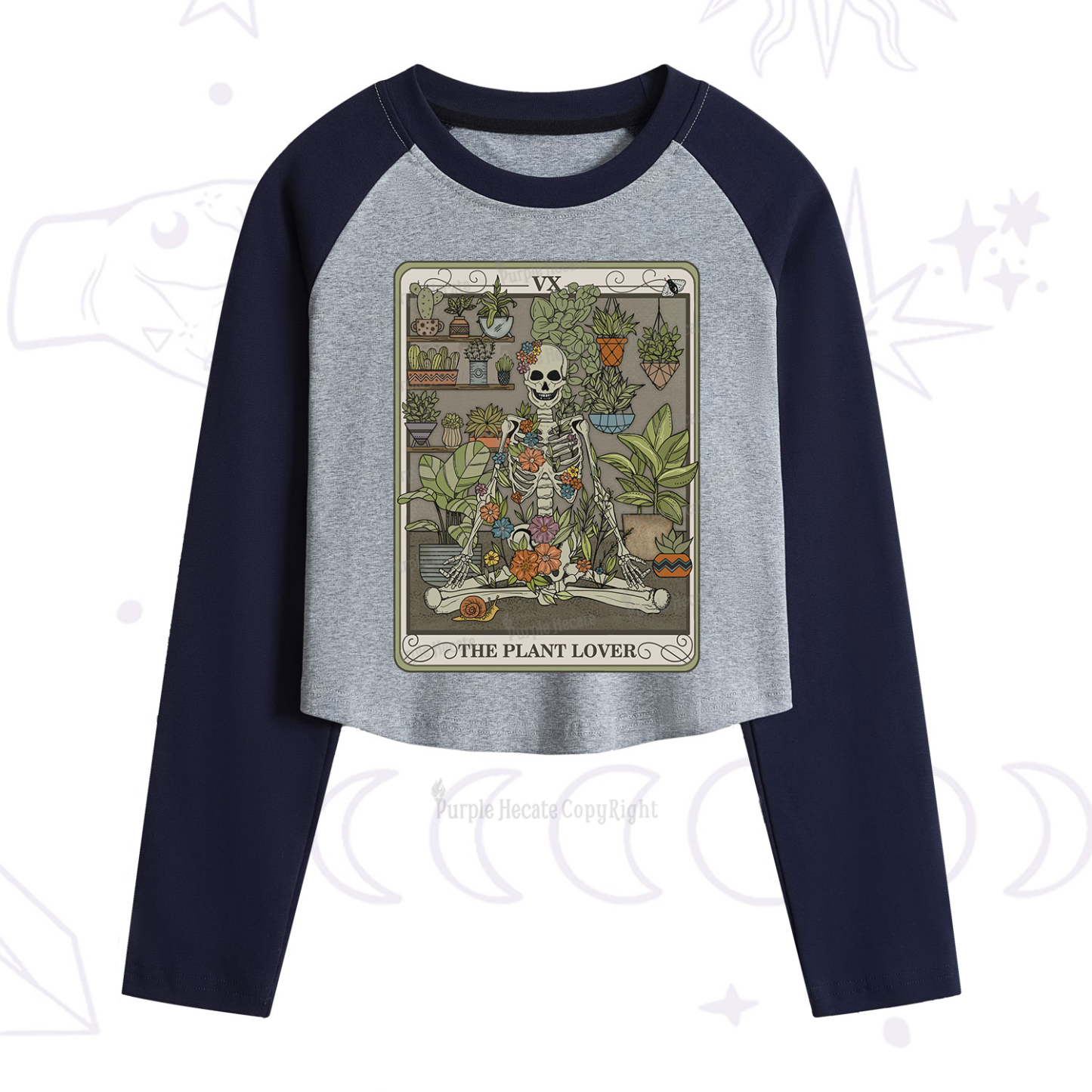 Purplehecate The Plant Lover Tarot Cropped Raglan Long Sleeve T-Shirt