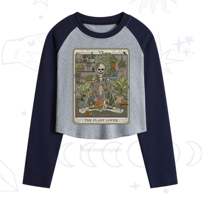 Purplehecate The Plant Lover Tarot Cropped Raglan Long Sleeve T-Shirt