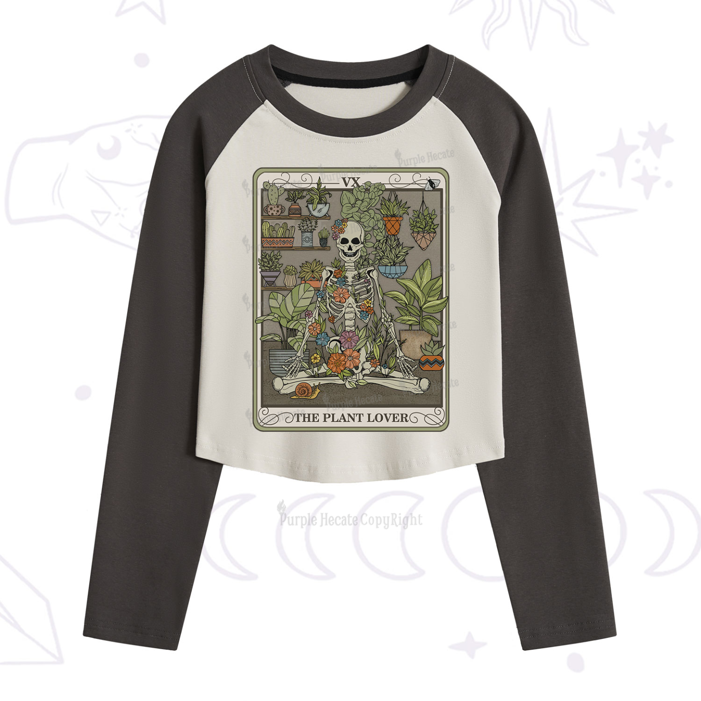 Purplehecate The Plant Lover Tarot Cropped Raglan Long Sleeve T-Shirt