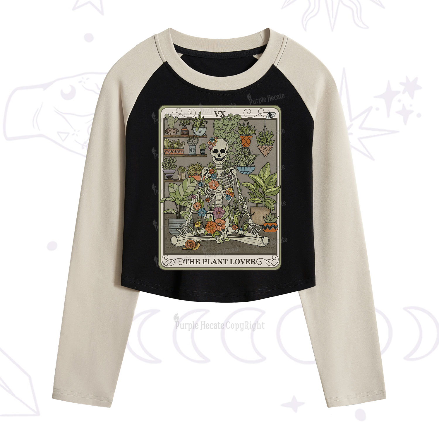 Purplehecate The Plant Lover Tarot Cropped Raglan Long Sleeve T-Shirt