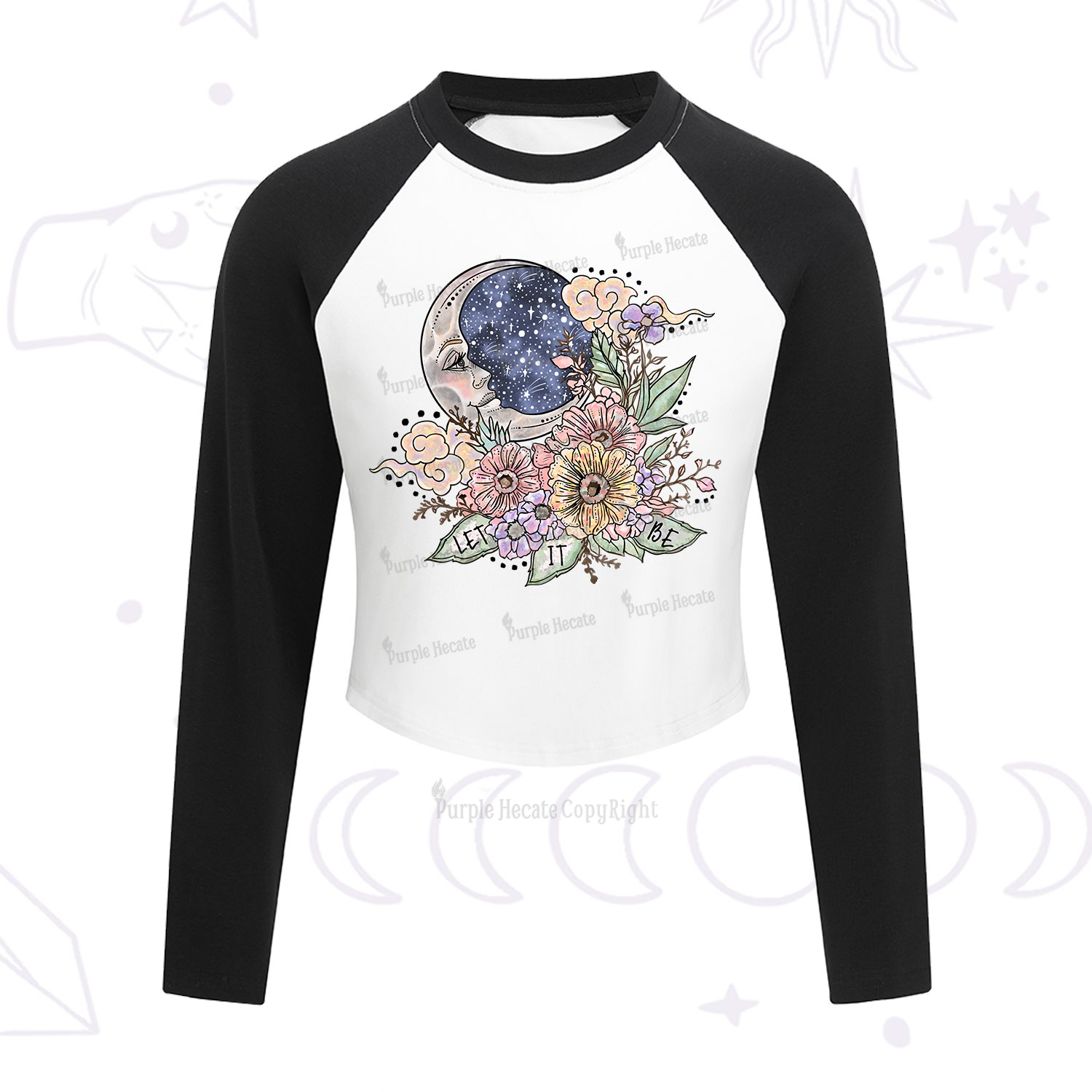 Purplehecate Let It Be Cropped Raglan Long Sleeve T-Shirt