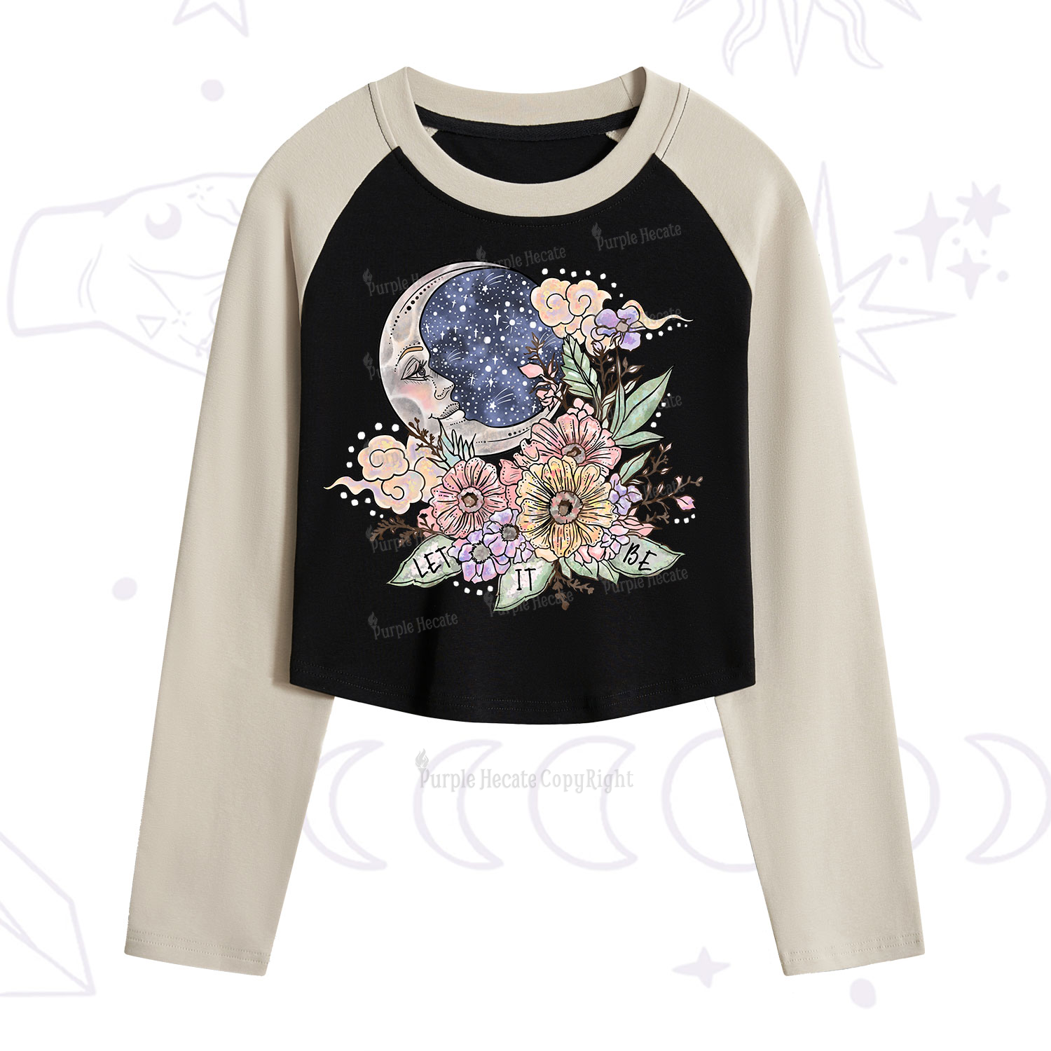 Purplehecate Let It Be Cropped Raglan Long Sleeve T-Shirt