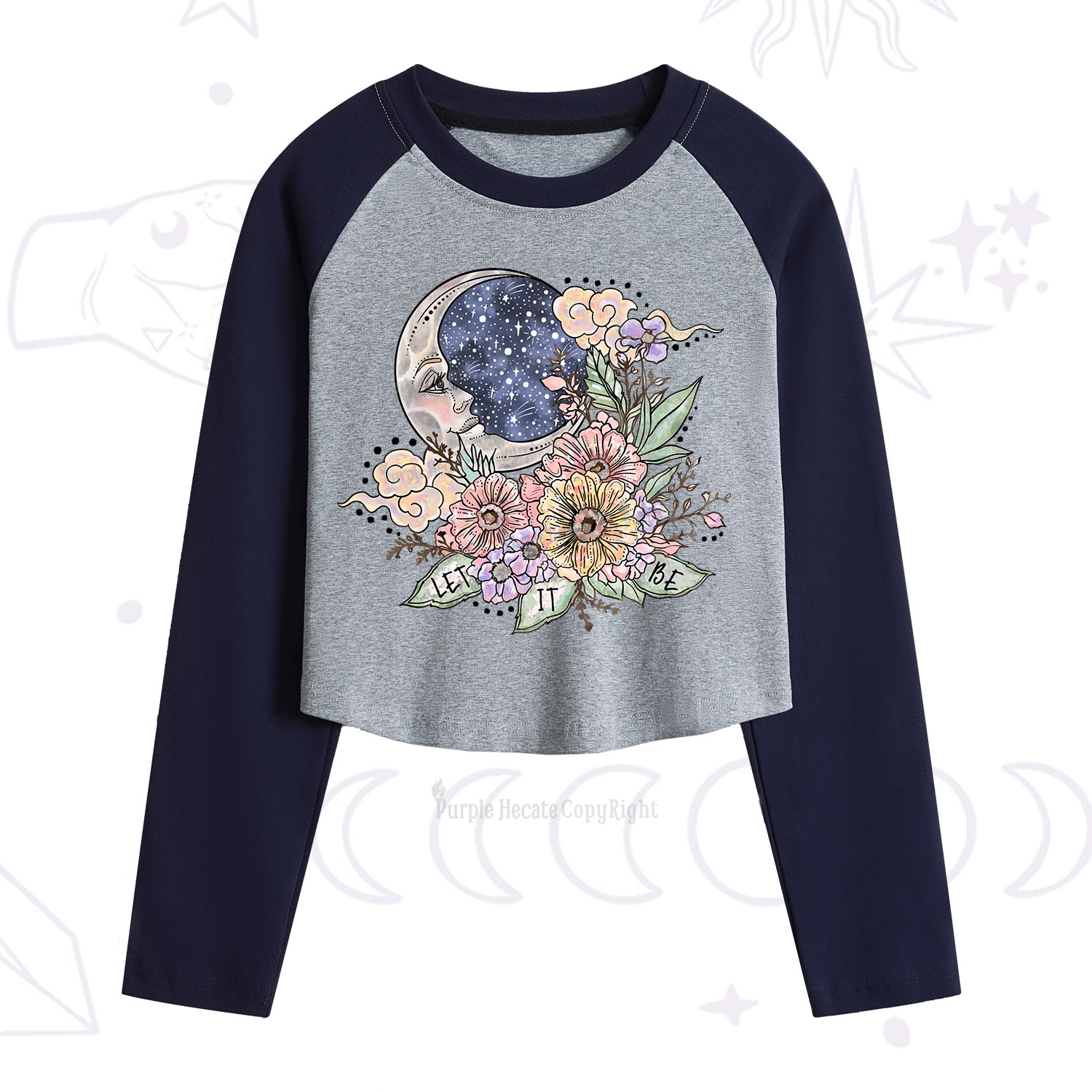 Purplehecate Let It Be Cropped Raglan Long Sleeve T-Shirt