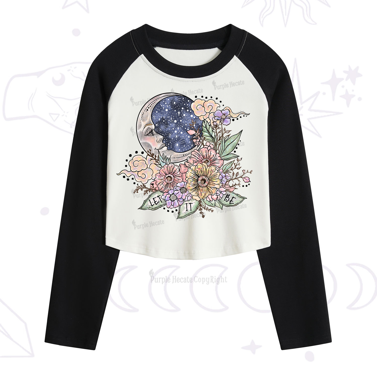 Purplehecate Let It Be Cropped Raglan Long Sleeve T-Shirt
