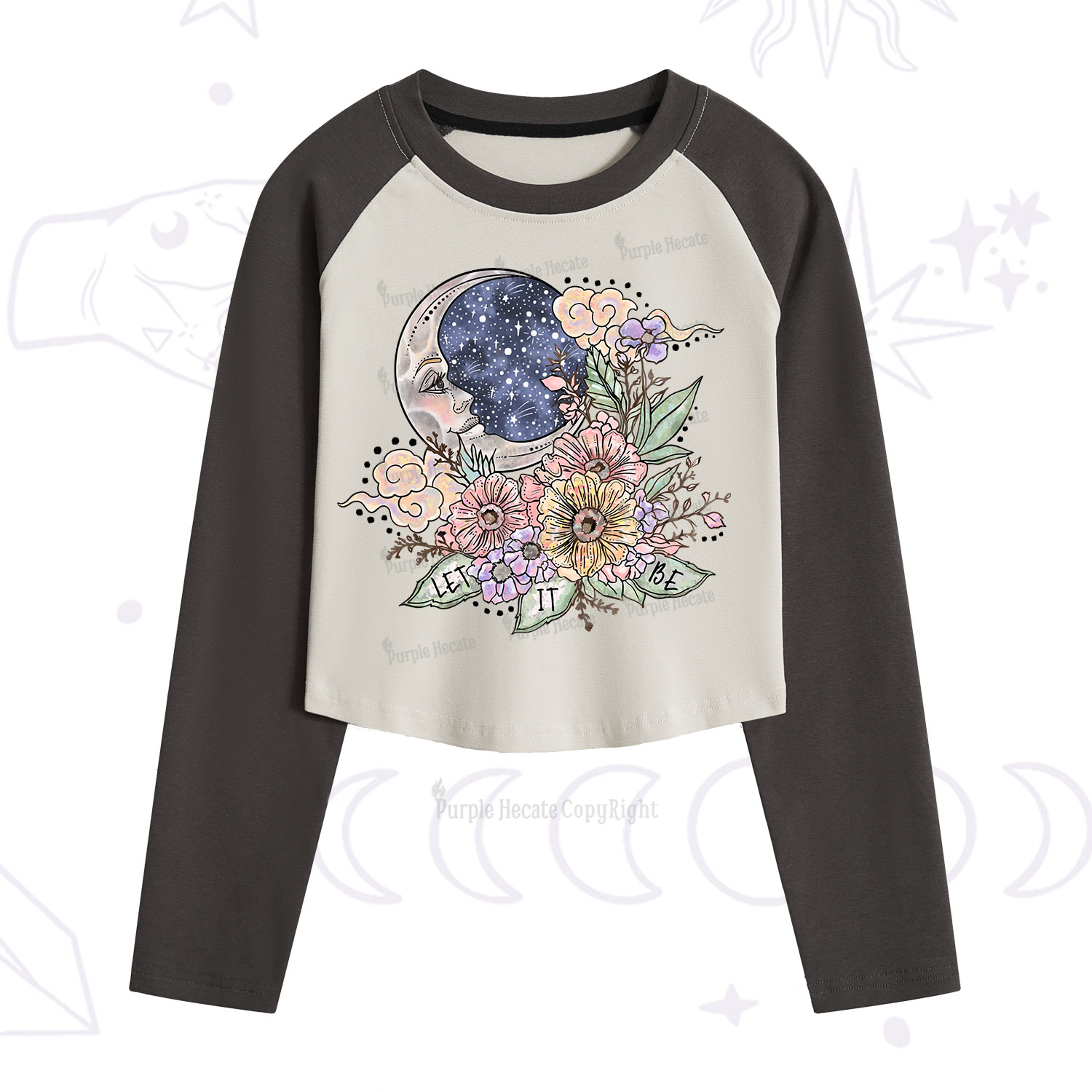 Purplehecate Let It Be Cropped Raglan Long Sleeve T-Shirt