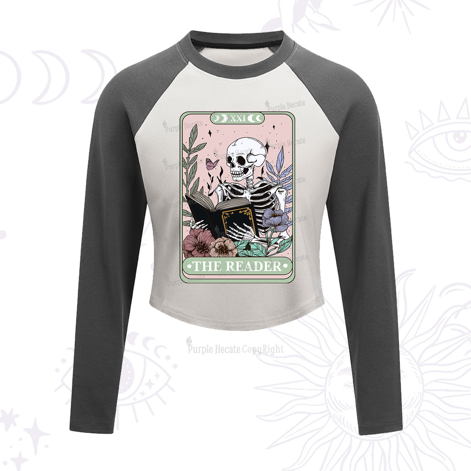 Purplehecate The Reader's Tarot Cropped Raglan Long Sleeve T-Shirt