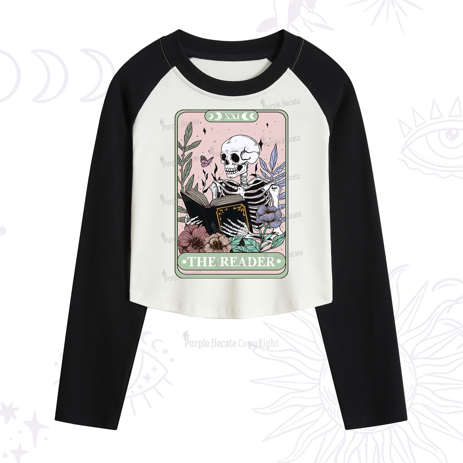 Purplehecate The Reader's Tarot Cropped Raglan Long Sleeve T-Shirt