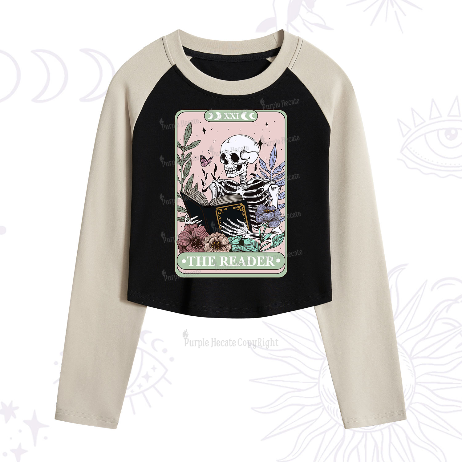 Purplehecate The Reader's Tarot Cropped Raglan Long Sleeve T-Shirt