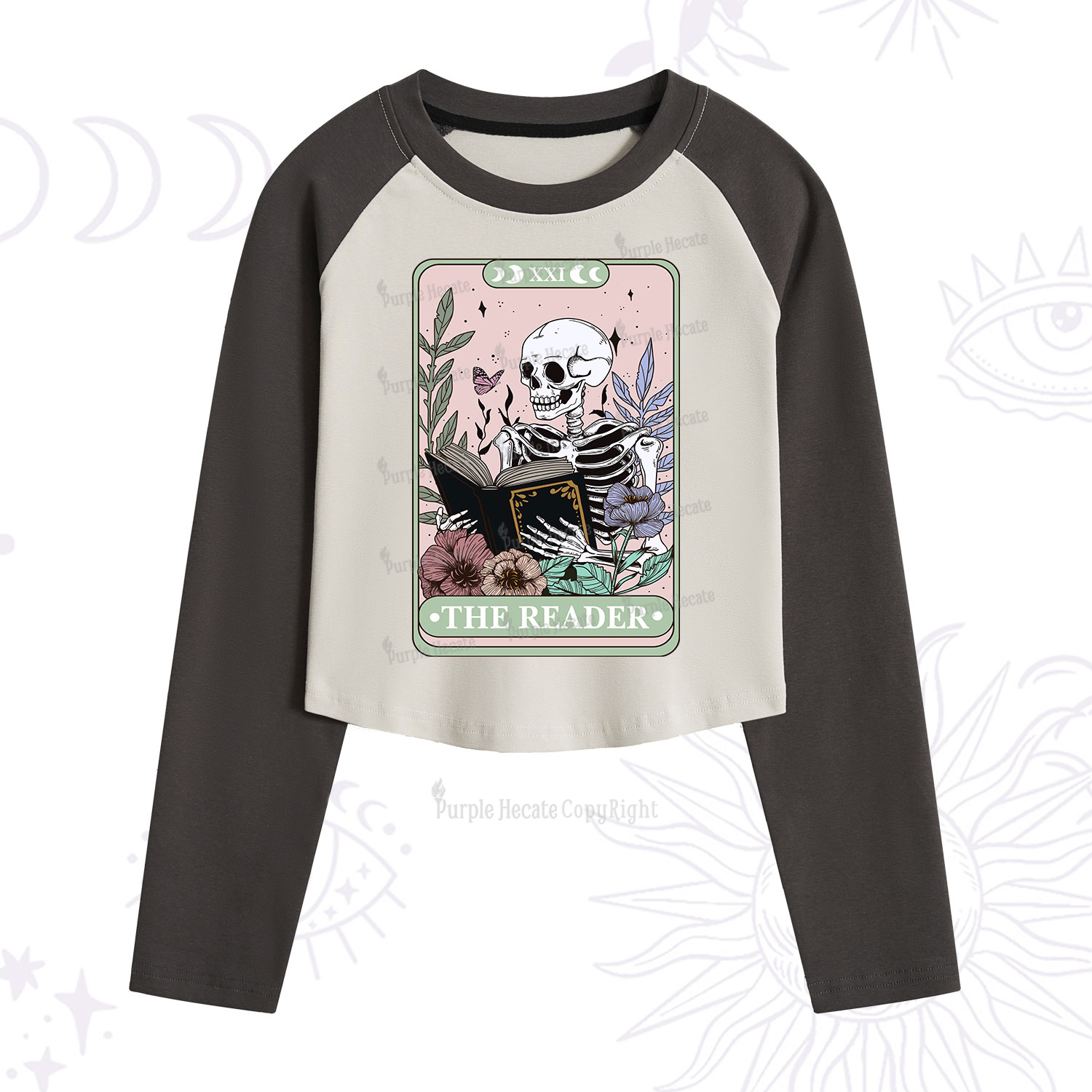 Purplehecate The Reader's Tarot Cropped Raglan Long Sleeve T-Shirt
