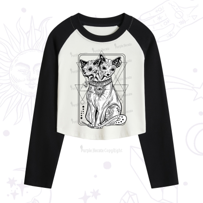 Purplehecate The Cat Goddess Bastet Cropped Raglan Long Sleeve T-Shirt