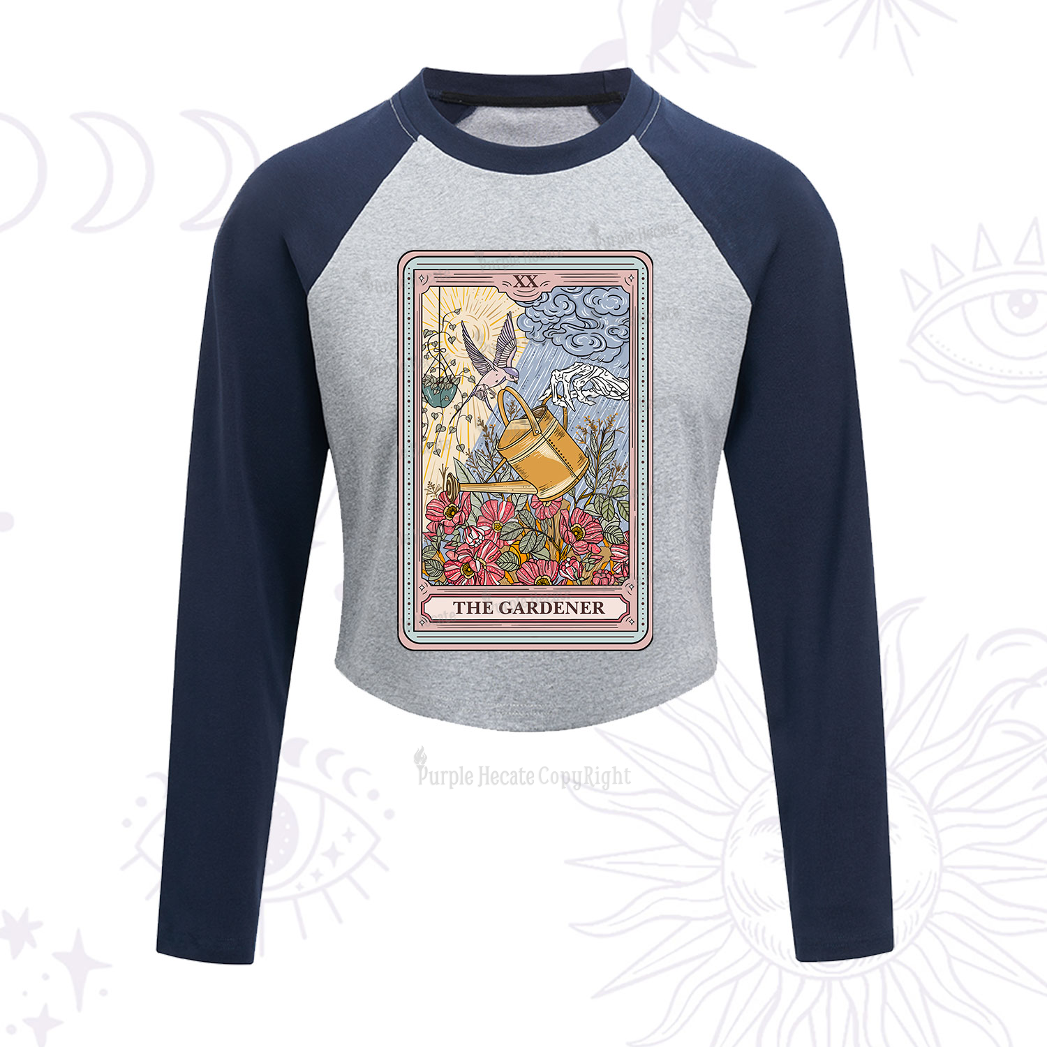 Purplehecate The Gardener Tarot Cropped Raglan Long Sleeve T-Shirt