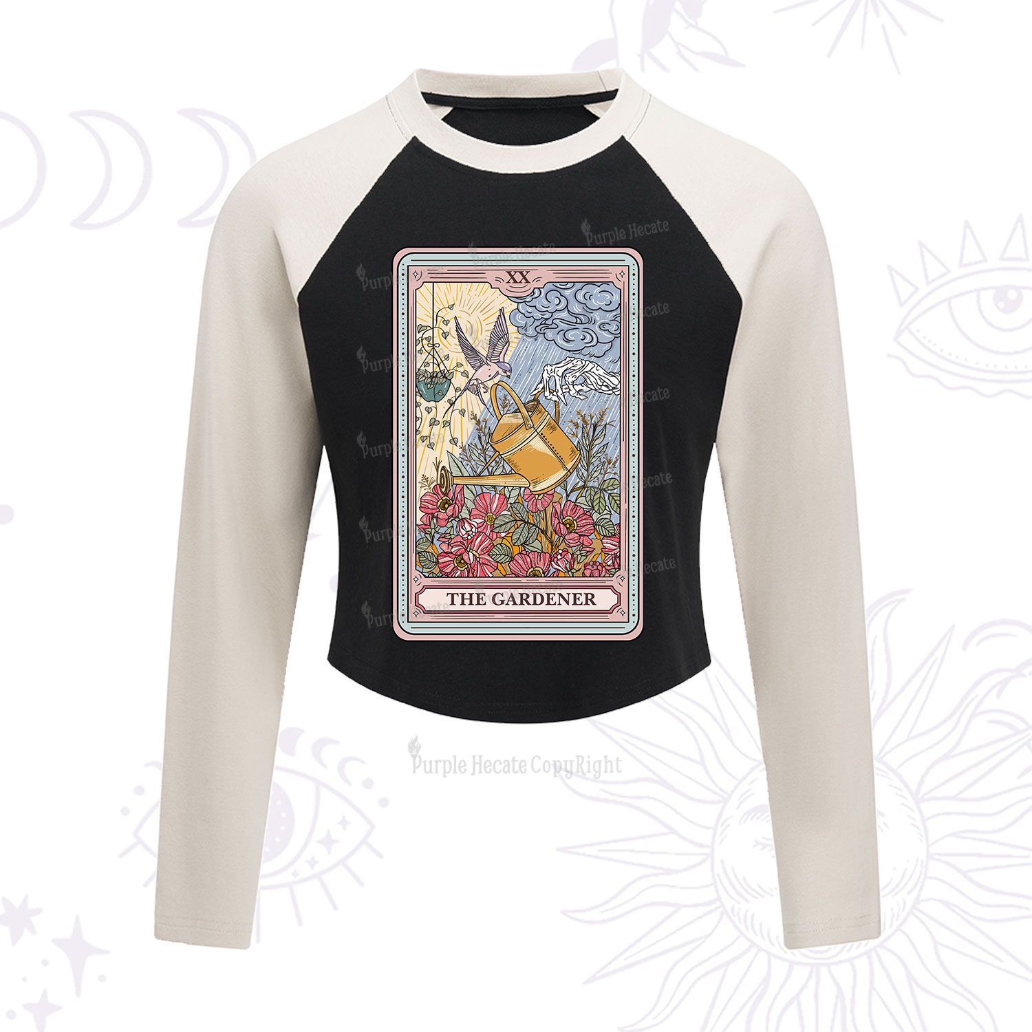 Purplehecate The Gardener Tarot Cropped Raglan Long Sleeve T-Shirt