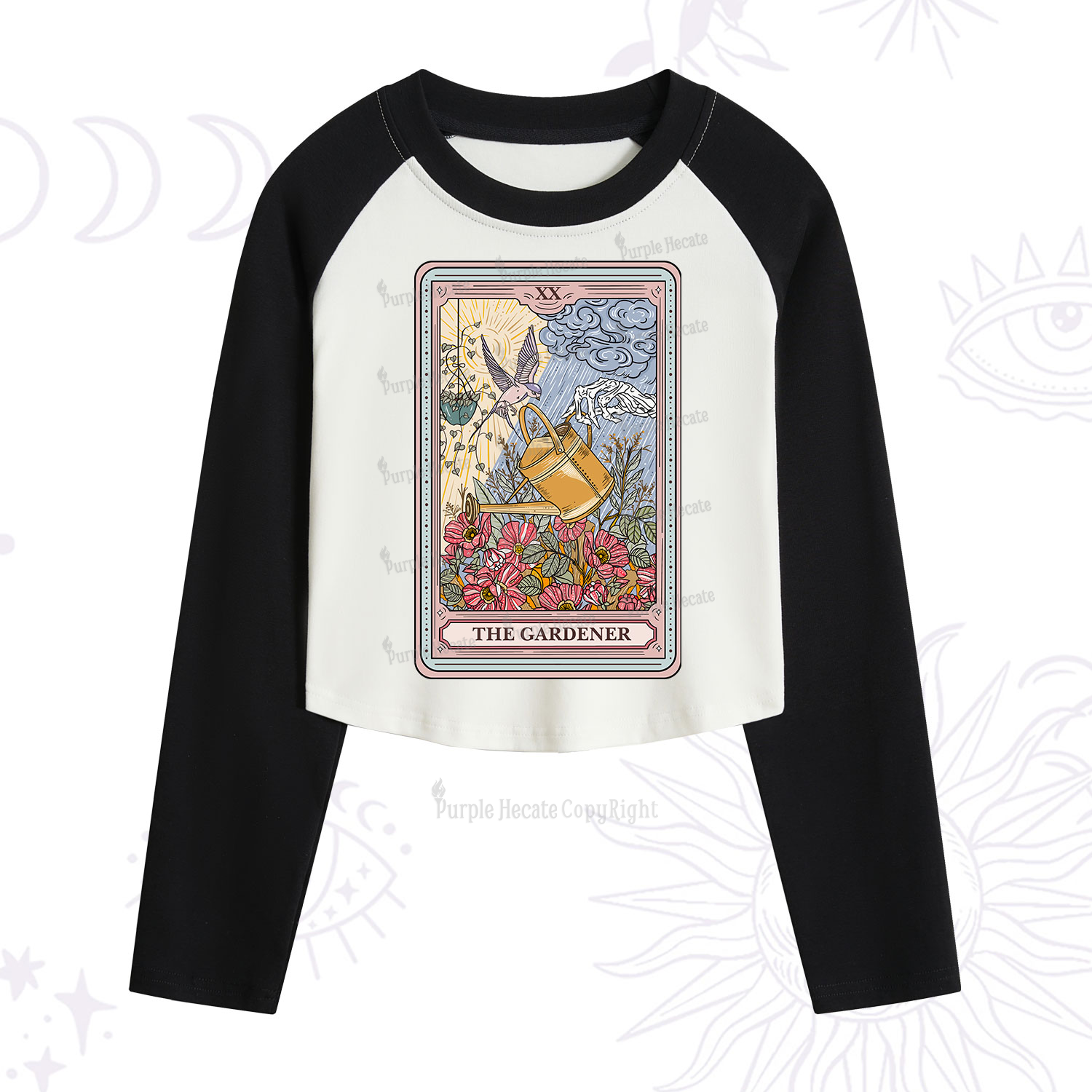 Purplehecate The Gardener Tarot Cropped Raglan Long Sleeve T-Shirt