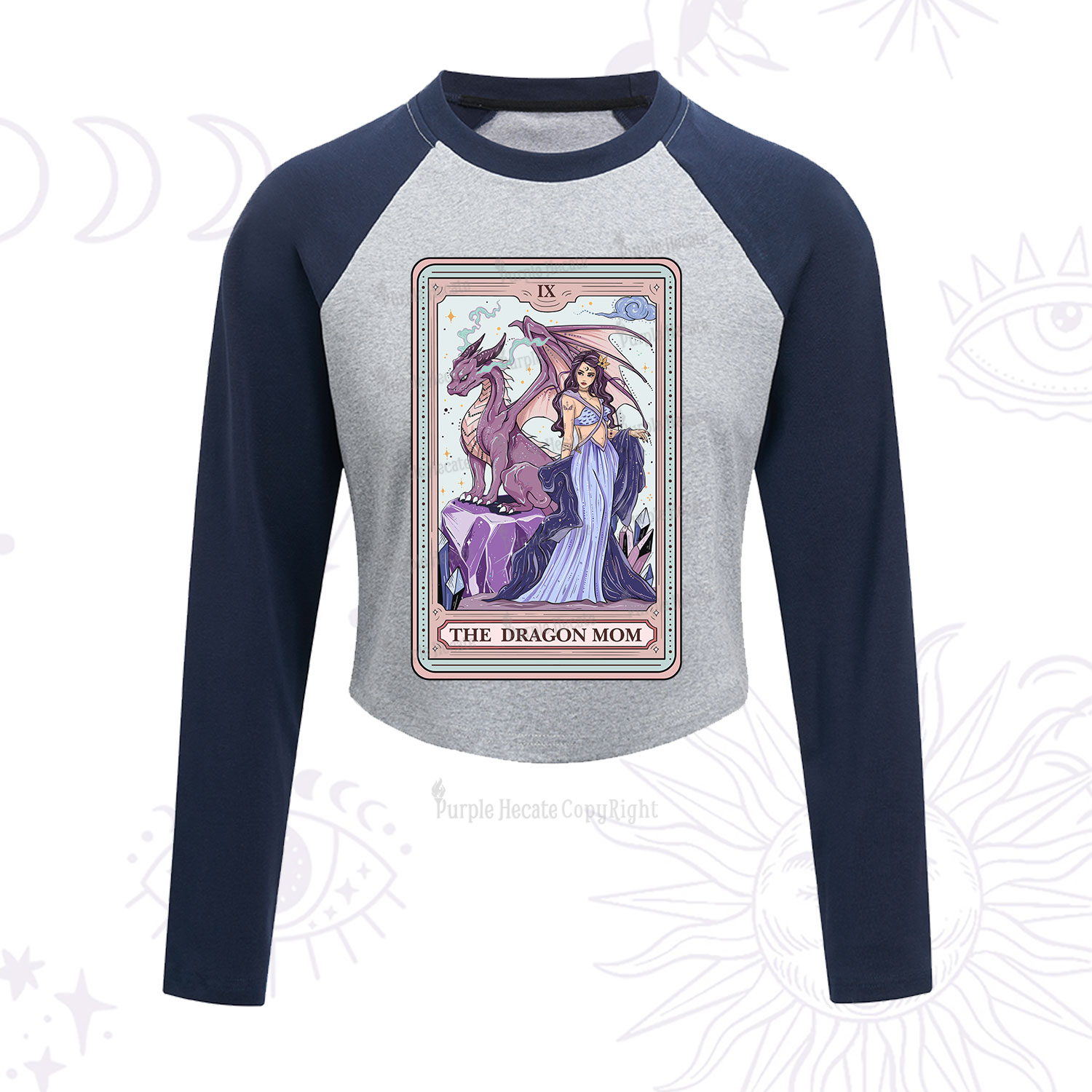 Purplehecate The Dragon Tarot Cropped Raglan Long Sleeve T-Shirt