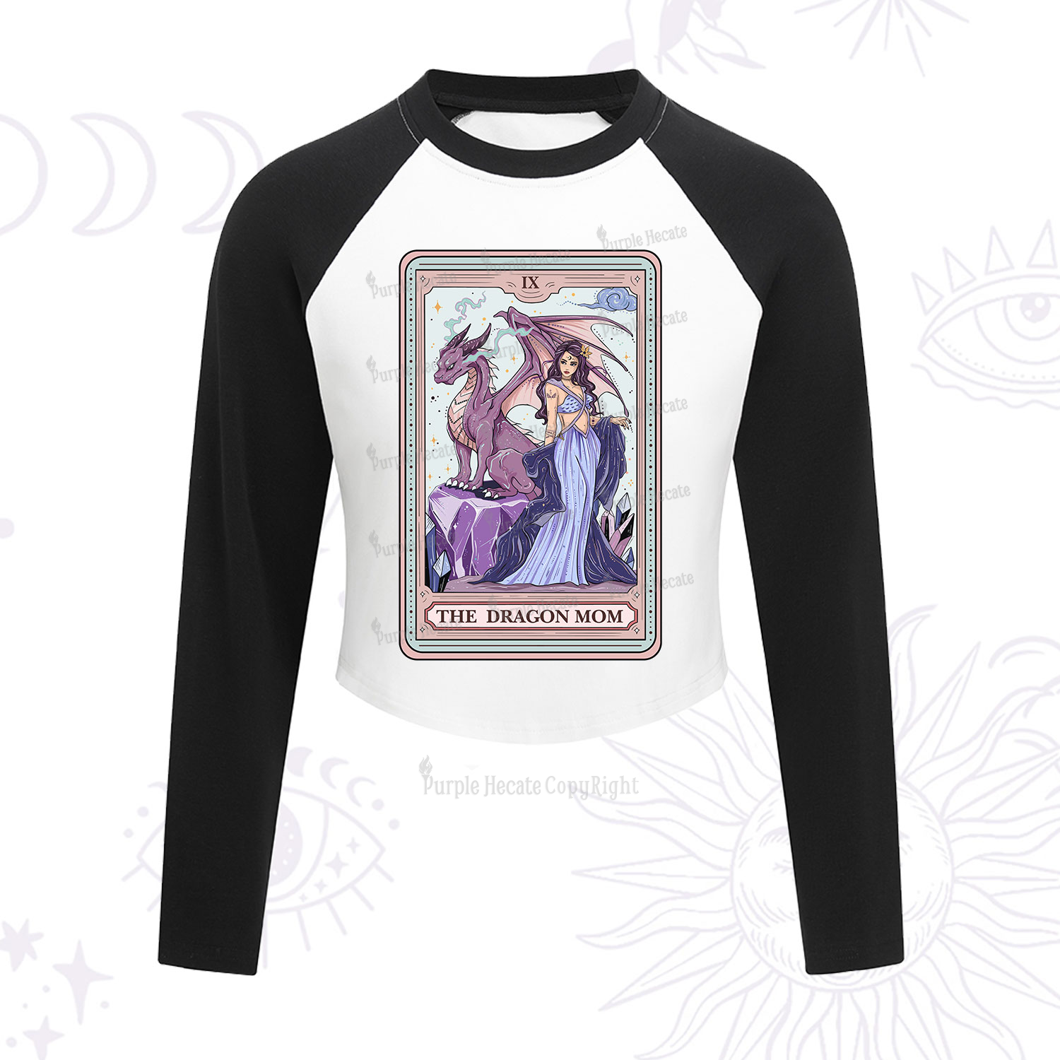 Purplehecate The Dragon Tarot Cropped Raglan Long Sleeve T-Shirt
