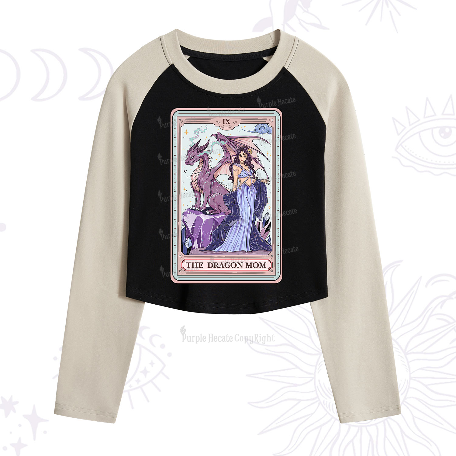 Purplehecate The Dragon Tarot Cropped Raglan Long Sleeve T-Shirt
