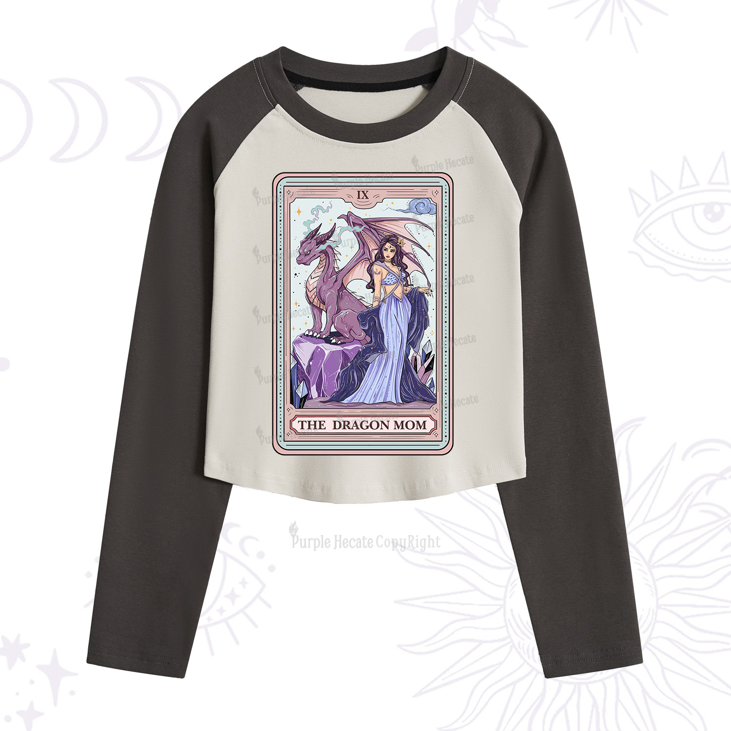 Purplehecate The Dragon Tarot Cropped Raglan Long Sleeve T-Shirt