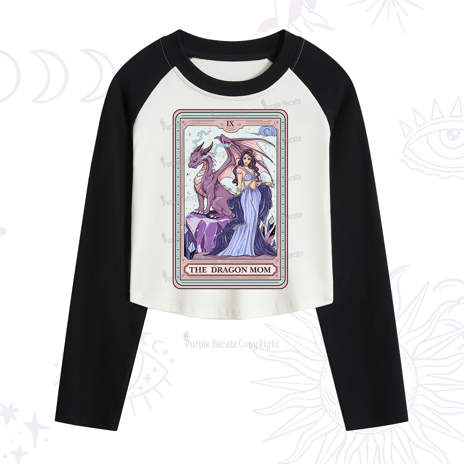 Purplehecate The Dragon Tarot Cropped Raglan Long Sleeve T-Shirt