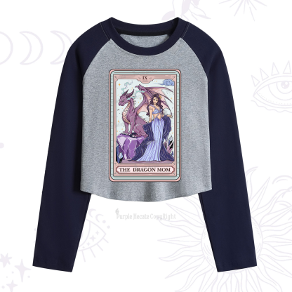 Purplehecate The Dragon Tarot Cropped Raglan Long Sleeve T-Shirt