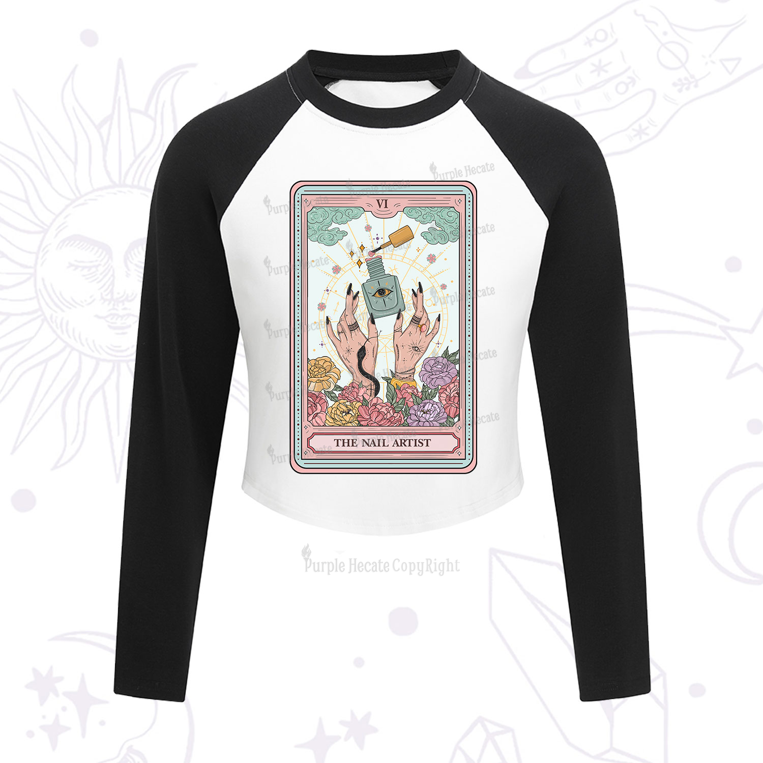 Purplehecate The Nail Artist Life Tarot Cropped Raglan Long Sleeve T-Shirt