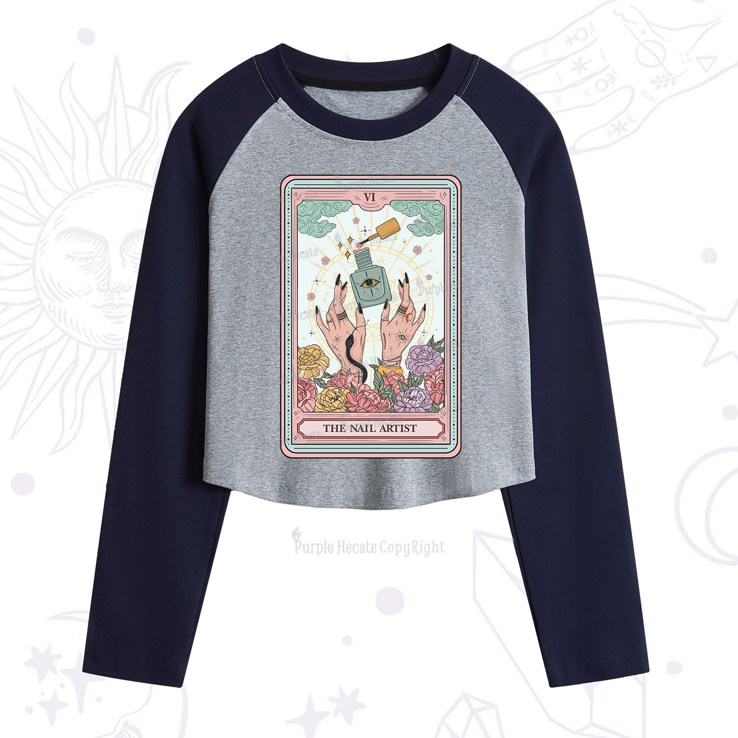 Purplehecate The Nail Artist Life Tarot Cropped Raglan Long Sleeve T-Shirt
