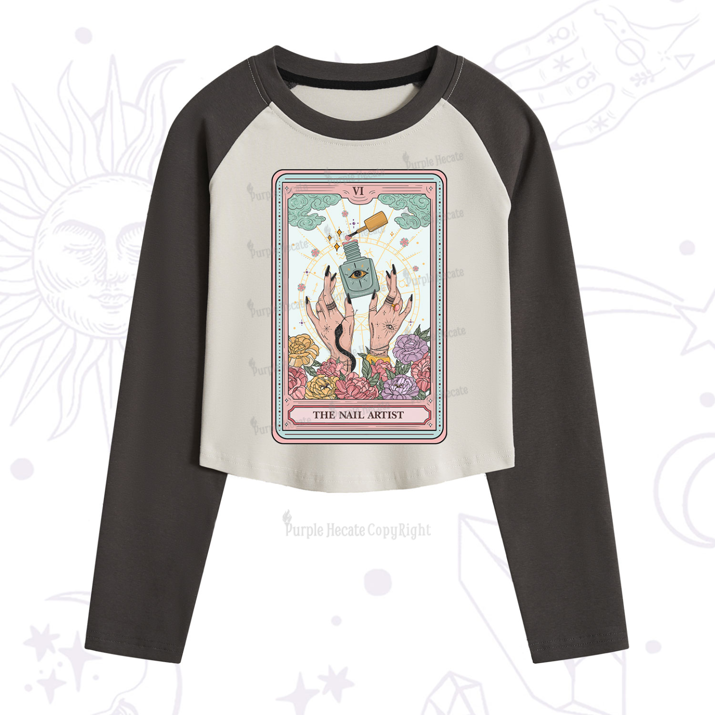 Purplehecate The Nail Artist Life Tarot Cropped Raglan Long Sleeve T-Shirt