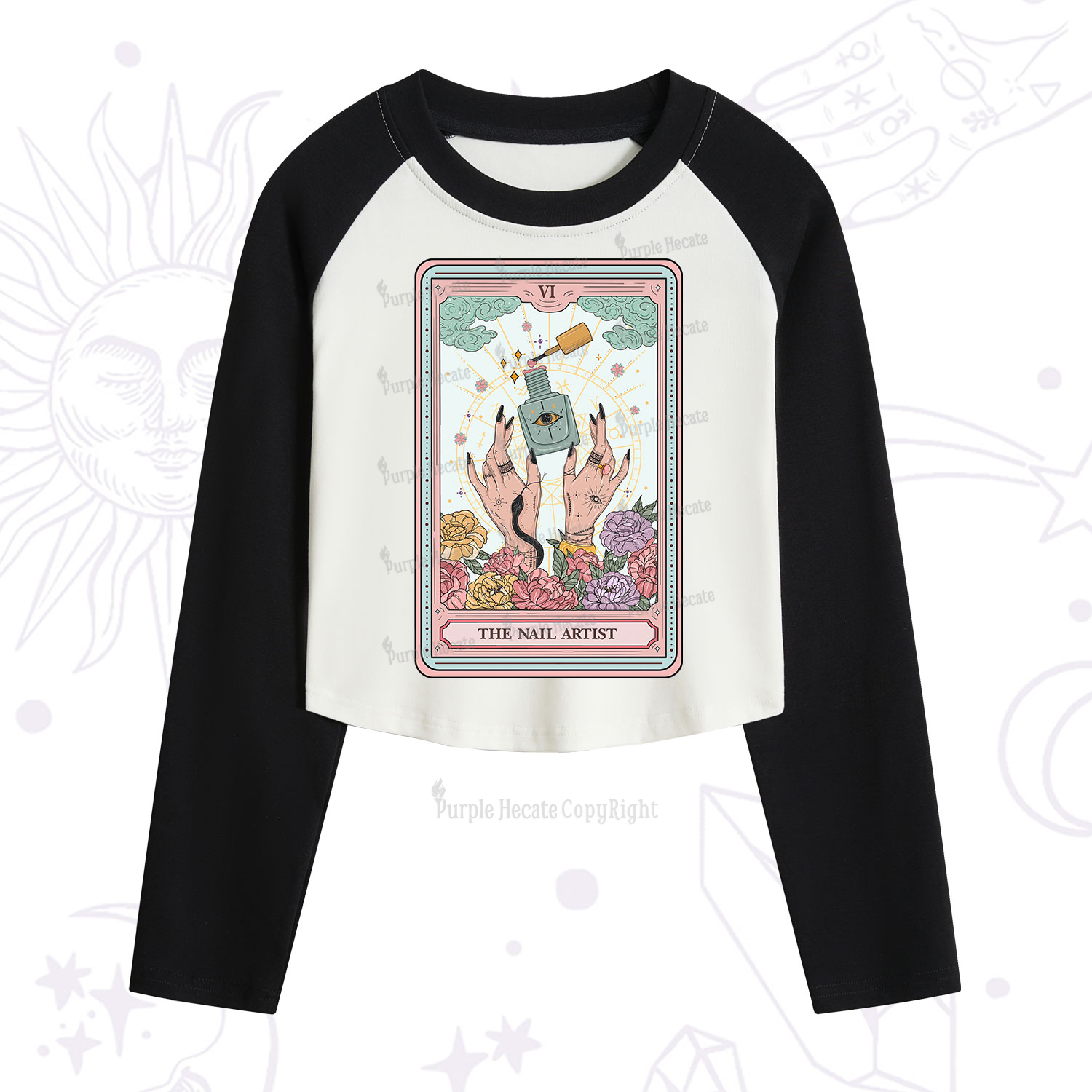 Purplehecate The Nail Artist Life Tarot Cropped Raglan Long Sleeve T-Shirt