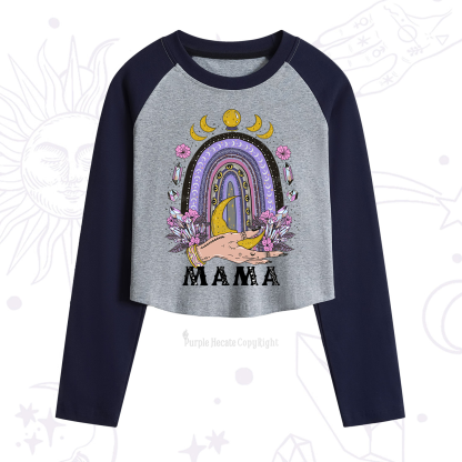 Purplehecate Gothic Mama Rainbow Cropped Raglan Long Sleeve T-Shirt