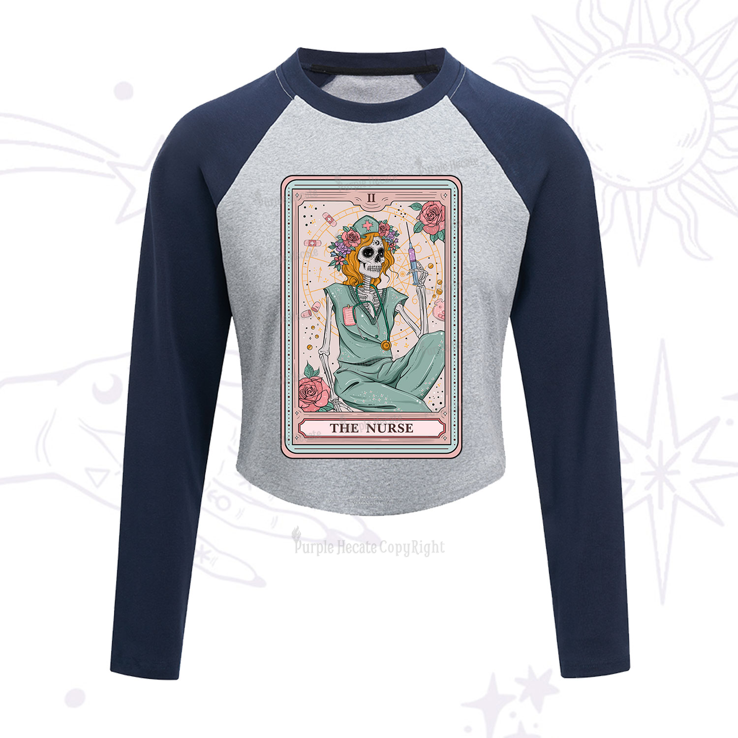 Purplehecate The Nurse Tarot Cropped Raglan Long Sleeve T-Shirt