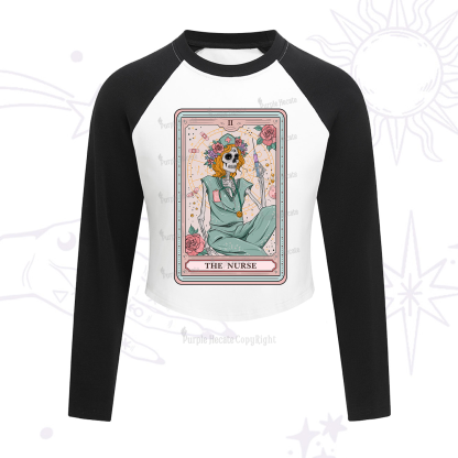 Purplehecate The Nurse Tarot Cropped Raglan Long Sleeve T-Shirt